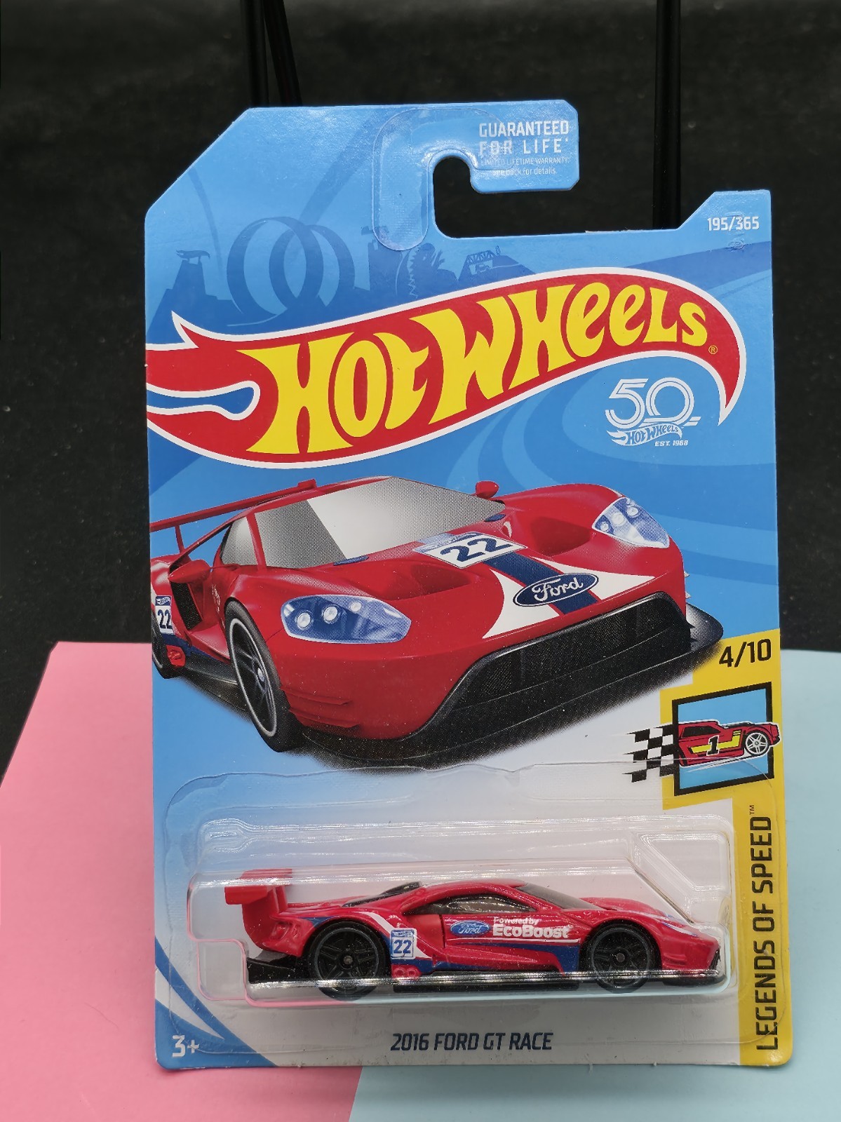 HOT WHEELS   #22   2016 FORD GT RACE  RED   2018 1:64 DIECAST CAR - 50 YEARS