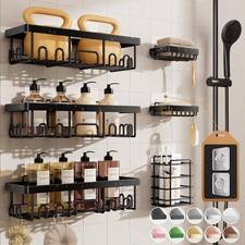 Shower Caddy 6-Pack, Advanced Rustproof Design, No Drilling Adhesive Shelves,...
