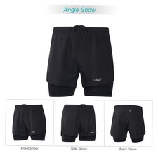 Men's 2in1 Running Shorts Quick Drying Breathable Active Training Exercise Jog M
