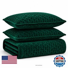Tribeca Living Lugano Oversized Velvet Quilt Set - All Season, Extra Large, 2