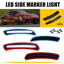4x White Led Bumper Side Marker Lights 12v For Toyota Gr Supra Smoked Left Right