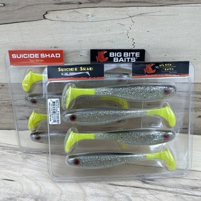 (2) Big Bite Baits 5'' Suicide Shad Tour Series Swimbait CHICKEN ON A CHAIN GLOW