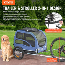 Dog Bike Trailer - Supports up to 100 lbs - 2-in-1 Pet Stroller Cart Bicycle Car