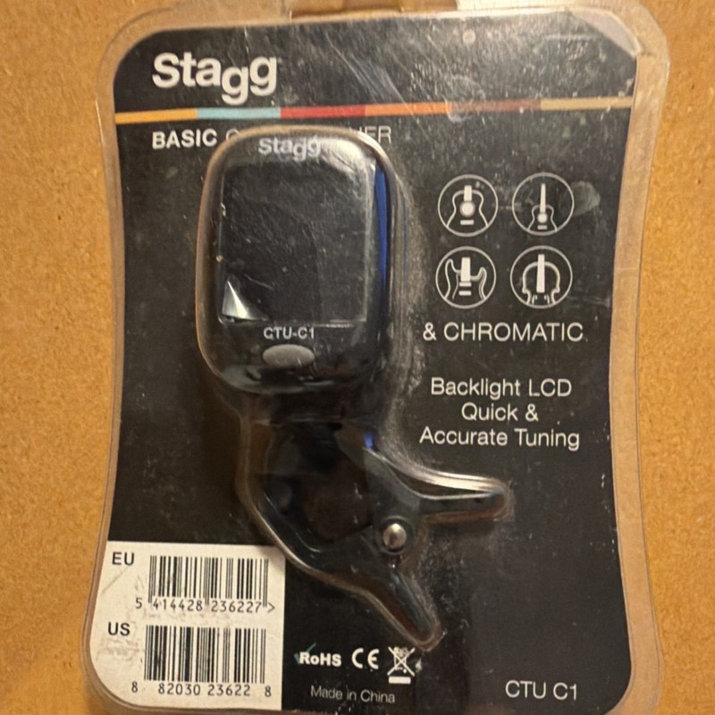 Stagg CTU-C1 Chromatic Clip-On Tuner Backlight LCD Quick Accurate Guitar Violin