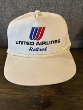 United Airlines Retired Snapback Hat Baseball Cap Vintage White
