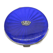 Sterling Silver & Enamel Royal Navy Mirror Compact Vintage 1984 Birmingham
