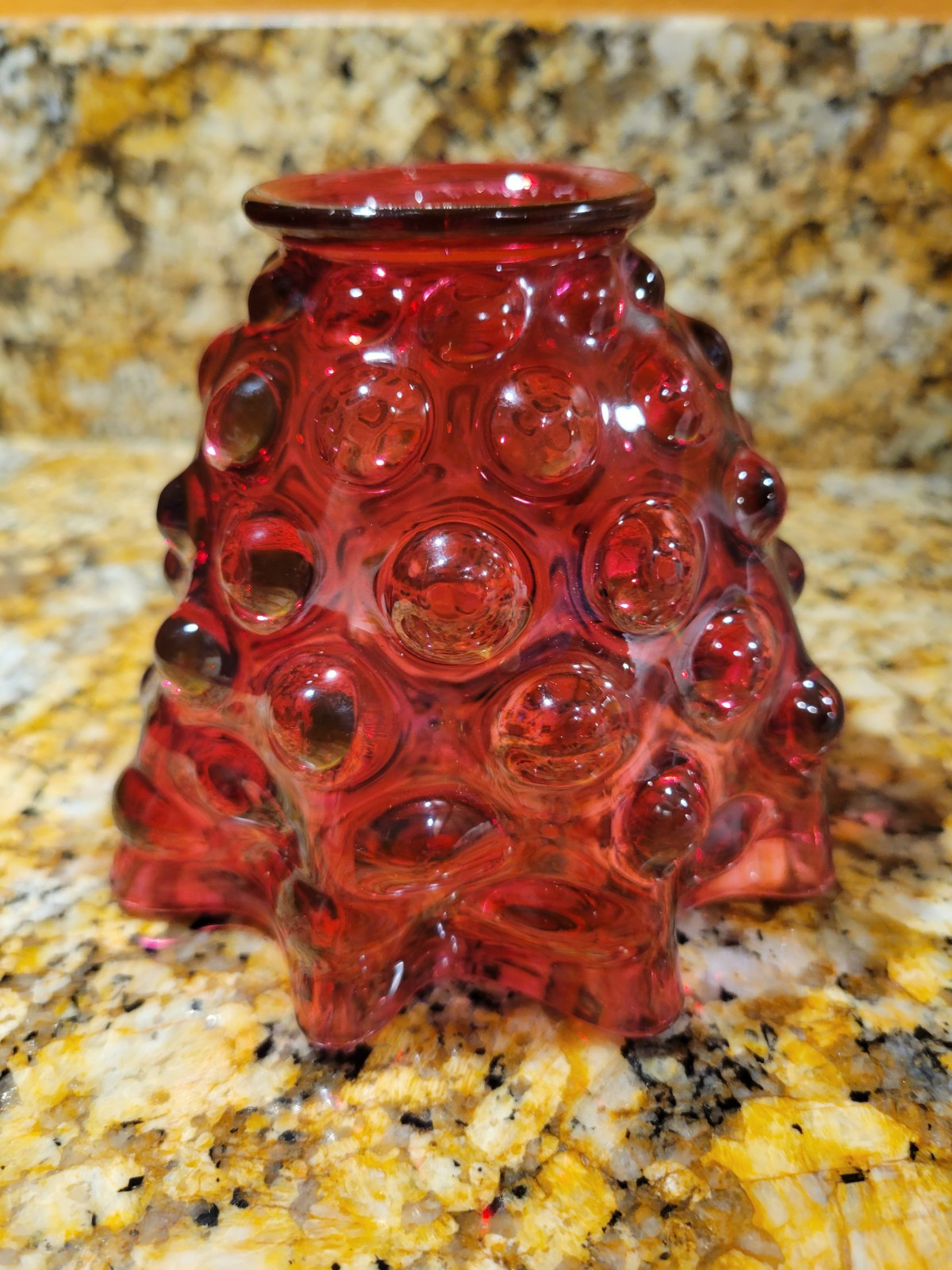 Victorian Cranberry Hobnail Glass Ruffled Gas Lamp Shade #3