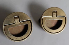 Pair Drexel Accolade Campaign Recessed Brass Drawer Bail Pull & Screws N7228