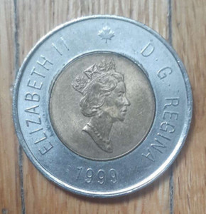 VERY RARE ROYAL CANADIAN MINT CORE BORDER SOLDER ERROR 2 DOLLAR COIN 1999 TOONIE