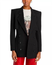 Frame Fitted Storm Flap Blazer In Black - Size 2