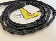 PIAZZO REINS ALLACCIATO PELLE INGLESE NERO AVANA MARRONE 54" EQUITAZIONE *POSTA GRATIS*