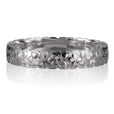 Sterling Silber Armreif Plumeria Cut Out Edge