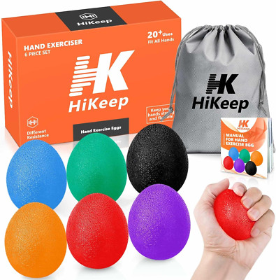 Hand Exercise Balls, Stress Relief Ball - Set of 6 Physical Therapy Different Re