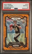 2023 Panini Prizm #374 Jake Haener RC Rookie Orange Wave Prizm #8/60 PSA 10