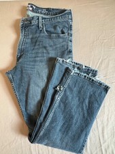 Levi's Denizen 218 Jeans Mens Destroyed Blue Medium Wash Mid-Rise Straight Leg