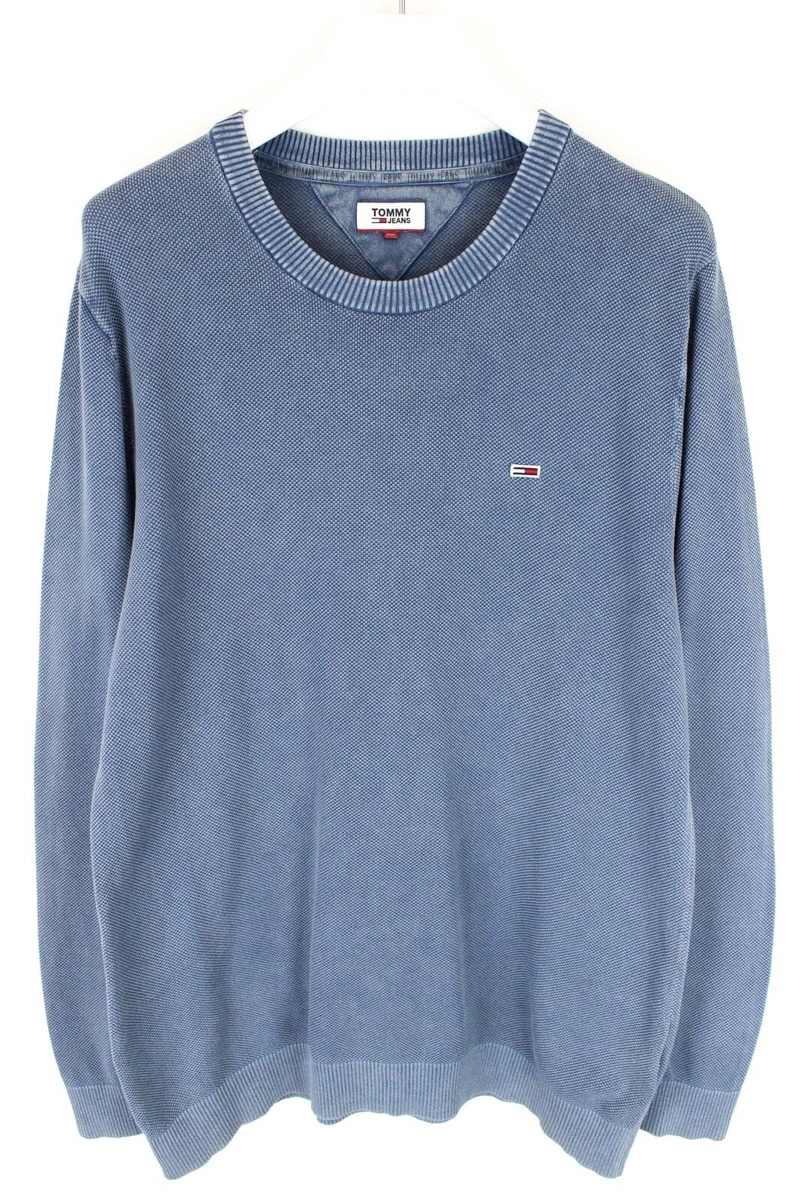 Tommy Hilfiger Jeans Pull Homme XL Col Rond Extensible Pull Bleu Long