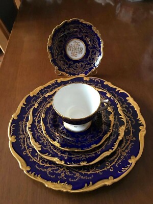Coalport Bone China Anniversary Cobalt Blue 5 Piece Place Setting