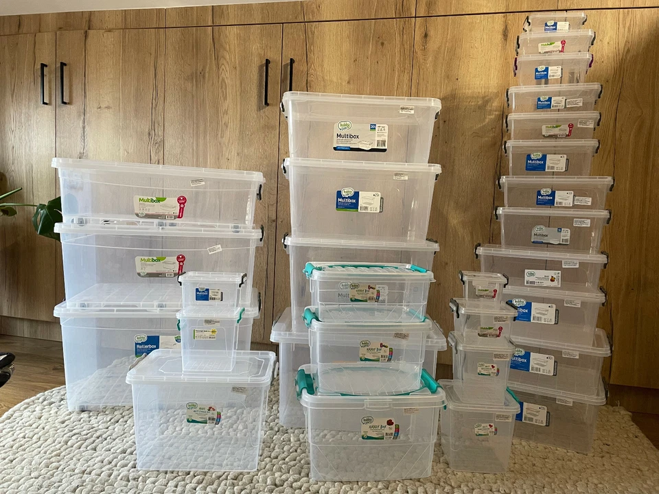 AUFBEWAHRUNGSBOX TRANSPARENT BOX KUNSTSTOFFBOX KLAPPBOX PLASTIKBOX 1-30l - Bild 1 von 4