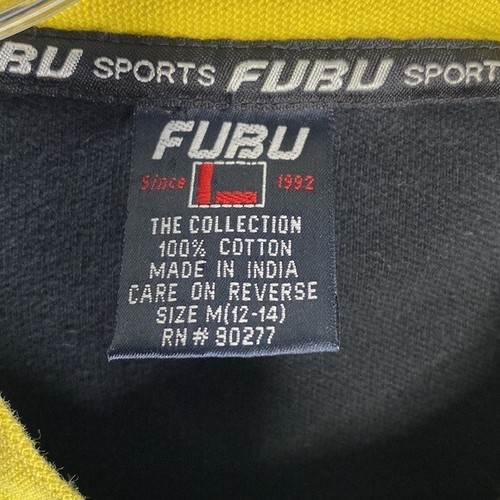 Vintage FUBU Jeans Black White Long Sleeve Shirt Kids Medium (12-14) Vneck - Picture 4 of 5
