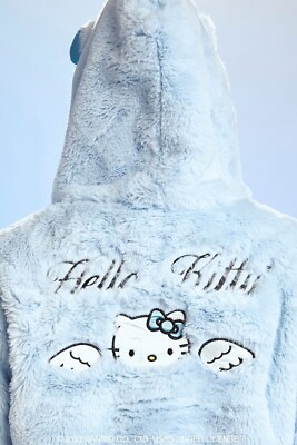 Sanrio HeLLO KiTTY x FoReVeR 21 Blue Angel Faux Fur Hoodie Jacket