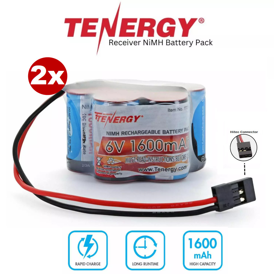 Tenergy 6V 1600mAh Hump NiMH Receiver Battery Pack w/ Hitec 