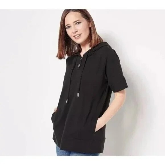 Hoodie Womens Terry Short Sleeve Hoodie New Era Women's