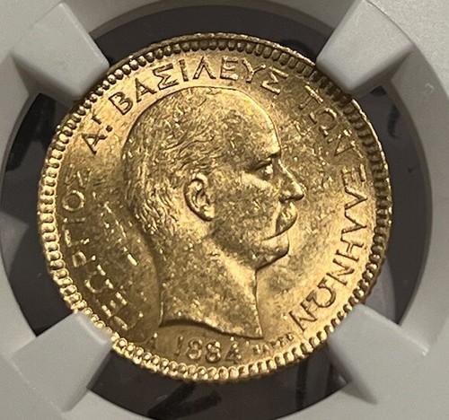 Greece 1884A 20 Drachma Gold NGC MS 62 - Picture 3 of 3