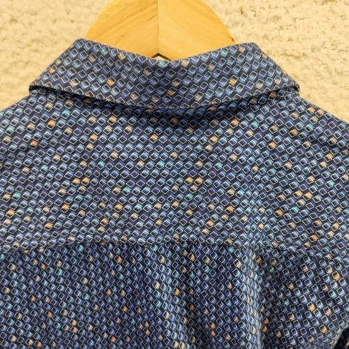 Robert Graham Mens Medium Classic Fit Blue White Diamond Geometric Button Shirt - Picture 16 of 18