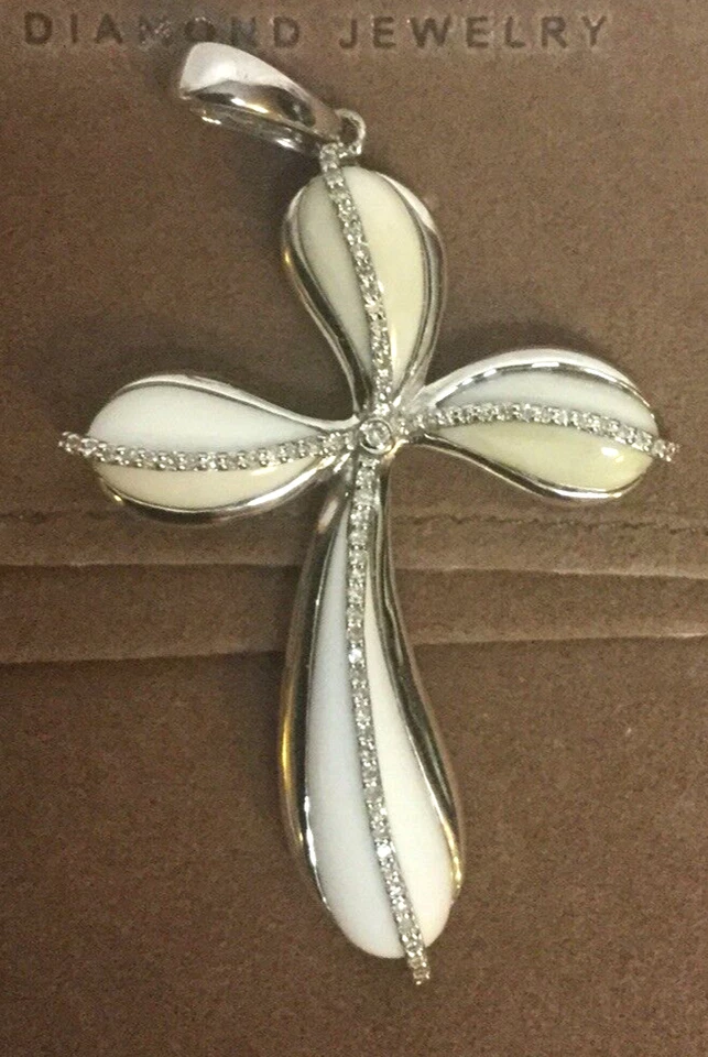 Cruz Affinity de Ley, Vidrio Blanco con 83 Diamantes Cruz con Caja y Bolsa Foto 4 de 4