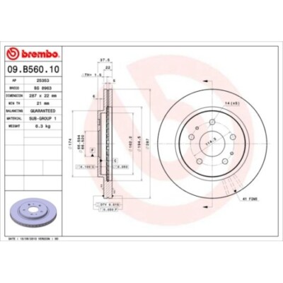 2x Bremsscheibe BREMBO 09.B560.10 passend für DAIHATSU