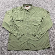 Simms Shirt Men XXL Green Button Long Sleeve Performance Vented Fishing Outdoors