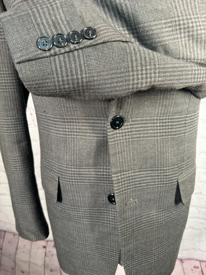 TASSO ELBA Mens Brown GLEN PLAID Wool REG FIT Sport Coat Blazer Jacket 39R - Image 4 of 4