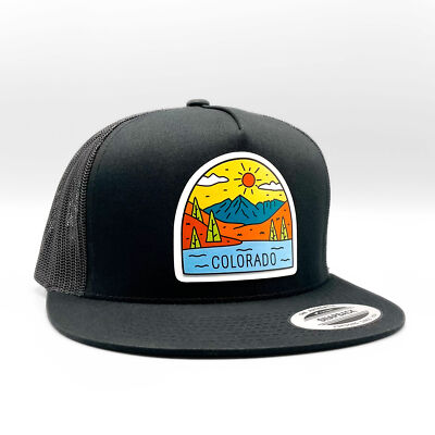 One-of-kind hand painted hat of Colorado mountains Hand Painted Trucker Hat, Mountain Cross at Sunset, One of a  main image 3