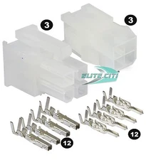 Molex 4-Pin -Wire Connector w/18-24 AWG, 4 Circuits - Mini-Fit Jr ( 3 Match Set)