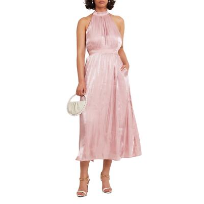 o.p.t Women's Dress Size Large Pink Caralyn Halter Backless Midi 