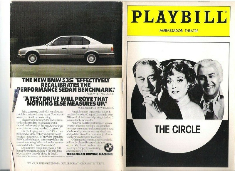 THE CIRCLE, 2/90 PLAYBILL - REX HARRISON, GLYNIS JOHNS - AMBASSADOR THEATRE