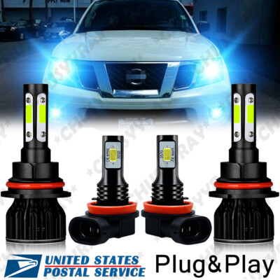 Bombillas de faros LED Luces de haz Combo For Nissan Pathfinder Frontier 2005-12