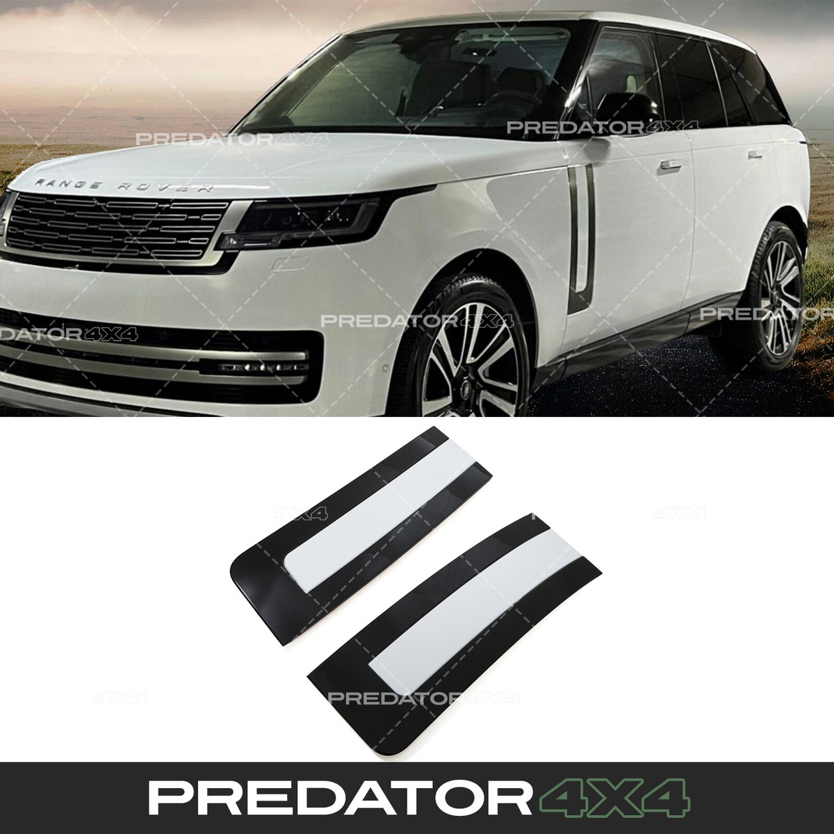 WHITE WITH GLOSS BLACK SURROUND SIDE VENT GRILLES FOR RANGE ROVER