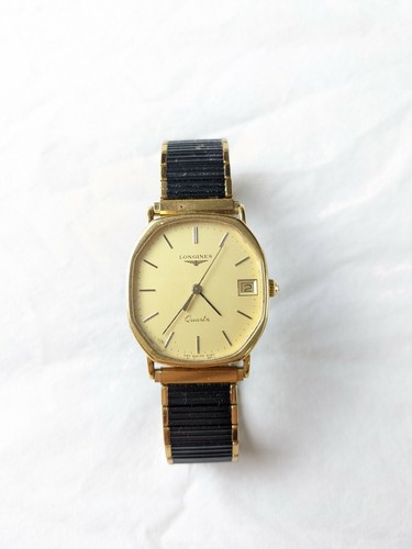 Longines vintage Wristwatch men's 950 Swiss 6140 Quartz GH gold black | eBay