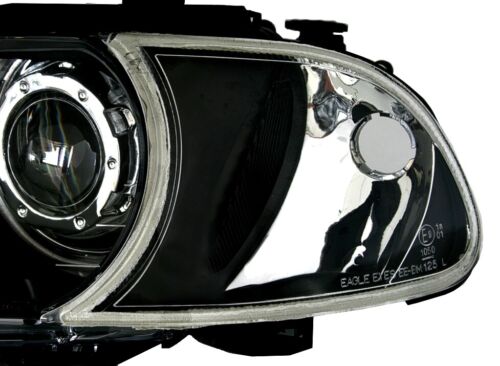 CCFL Angel Eyes Scheinwerfer + Blinker in Schwarz für 3er BMW E46 Coupe + Cabrio - Bild 4 von 5