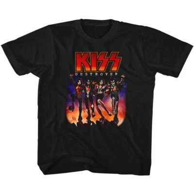 AMERICAN CLASSICS Kids Kiss Destroyer Black Rock and Roll Music Band Shirt