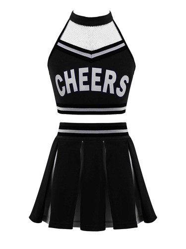 iiniim Mädchen Cheer Leader Kostüm Crop Top mit Rock Cosplay Halloween Fasching - Picture 34 of 64