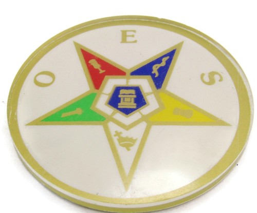 Vintage OES Order of Eastern Star Sticker Decal Large Masonic Emblem Gold Trim
