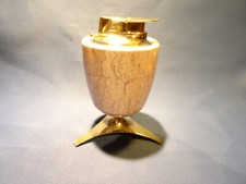 Ronson Tischfeuerzeug in Gold  mit rosa Marmor neuen Ventilen -überholt -Rarität