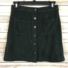 Marine Layer Felt Velour A-Line Button Up Skirt 2 Black Charcoal Pockets Casual