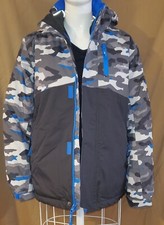Eddie Bauer Youth 3 In 1 Jacket Sz L, 14/16, Blue Camo, Winter, Snow, Ski Jacket