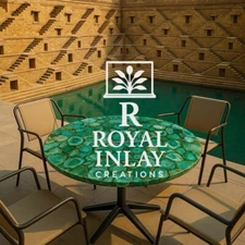 36" Round Green Agate Table – Handcrafted Gemstone Top for Luxury Decor