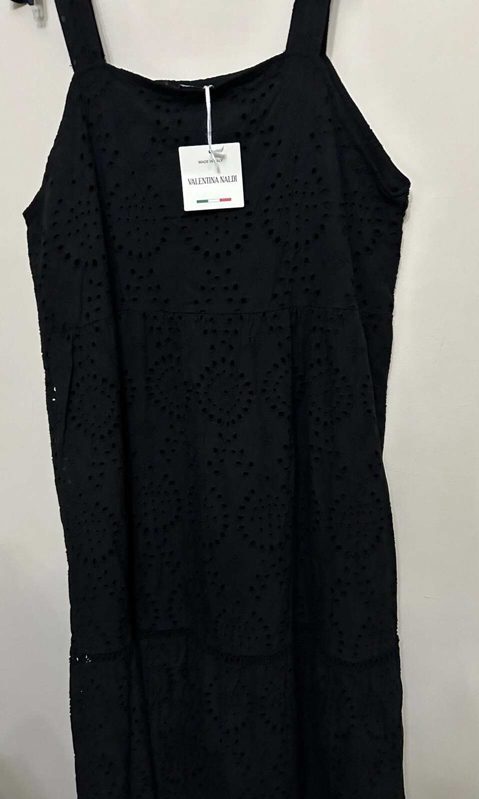 VALENTINO Abito Valentina Naldi 100%Cotone Ricamato Occhielli Nero Taglia XXXL Mad in Italy