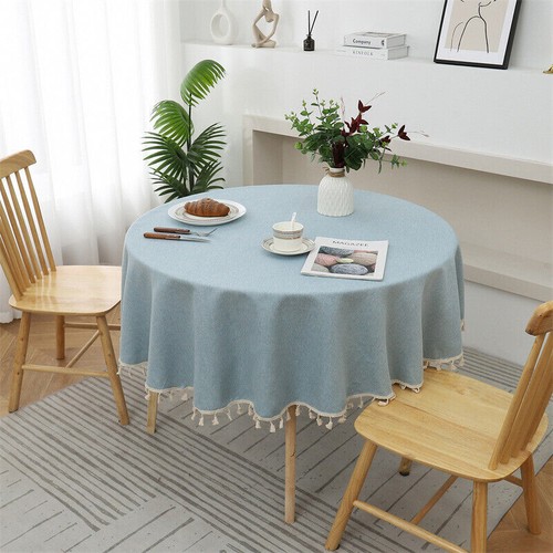 Round Table Cloth PVC Plastic Kitchen Tablecloth Oilproof Fabric Table Cover NEW - Picture 4 of 20