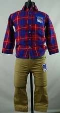 New York Rangers NHL OuterStuff Youth Snap Up Flannel & Khaki Joggers Set/Single